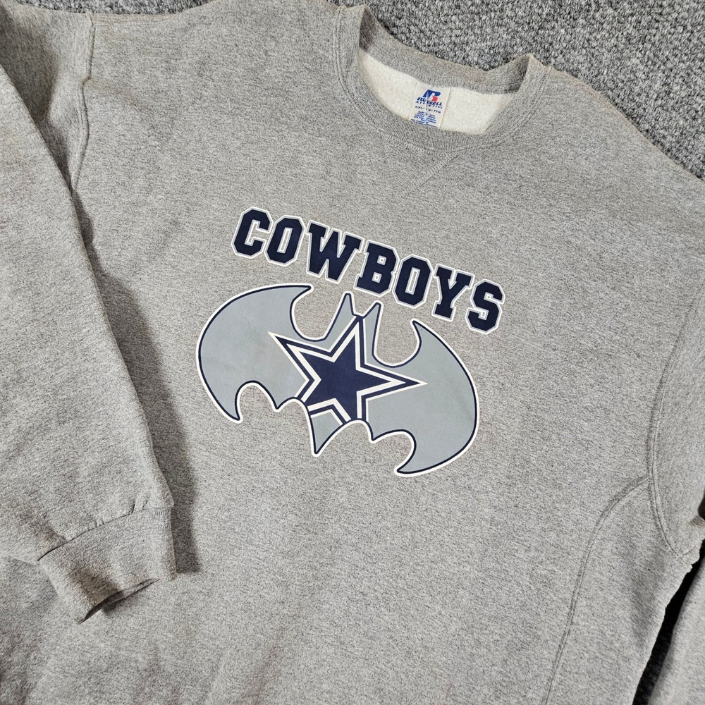 Russell Athletic Dallas Cowboys Batman Logo‎ Sweatshirt Gray XXL Mens Crewneck